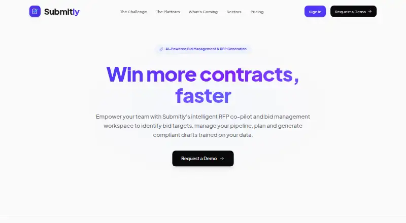 The Submitly homepage