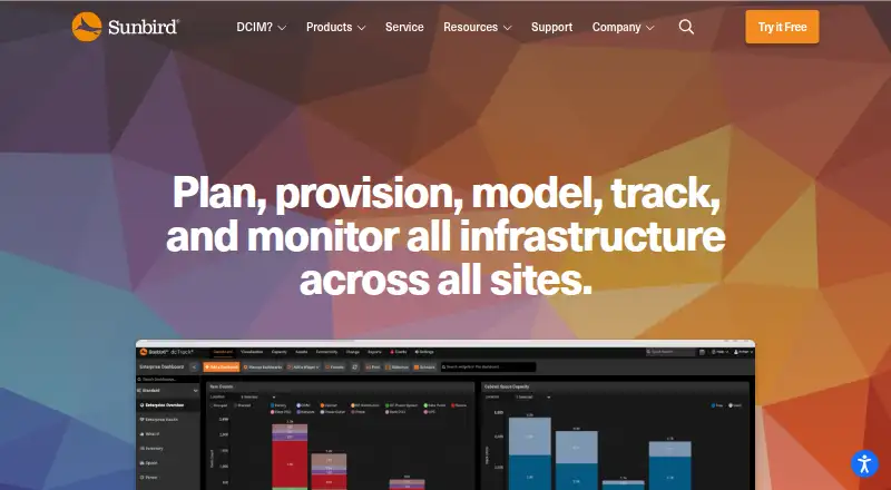 Sunbird dcTrack's website