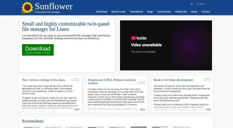 The Sunflower homepage