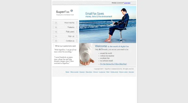The SuperFax homepage