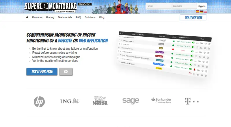 Super Monitoring's website