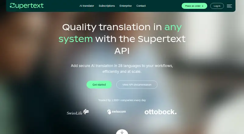 Supertext API's website