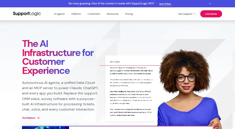 SupportLogic's website