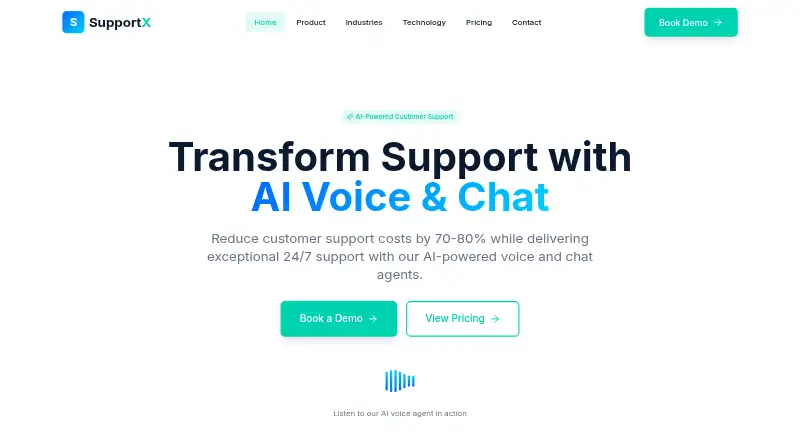 The SupportX homepage