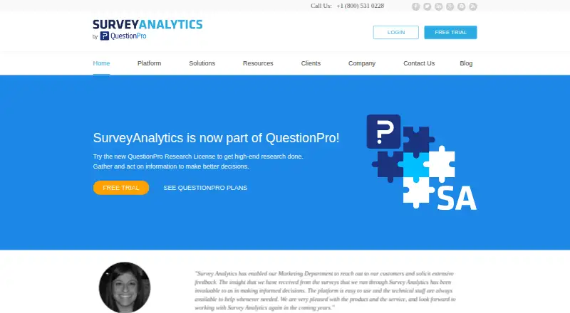 The Survey Analytics homepage