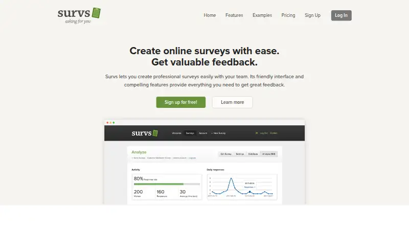 The Survs homepage
