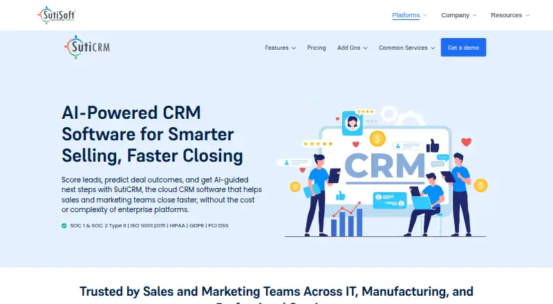 The SutiCRM homepage