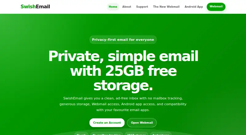 SwishEmail's website