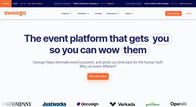 The Swoogo homepage