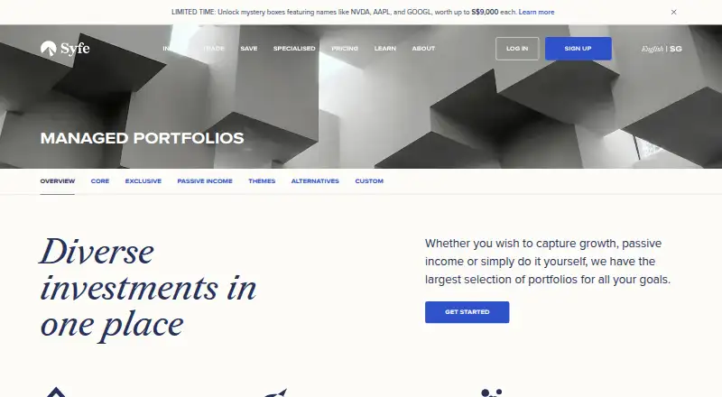 Syfe Managed Portfolios's website
