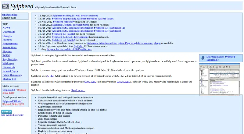 Sylpheed's website