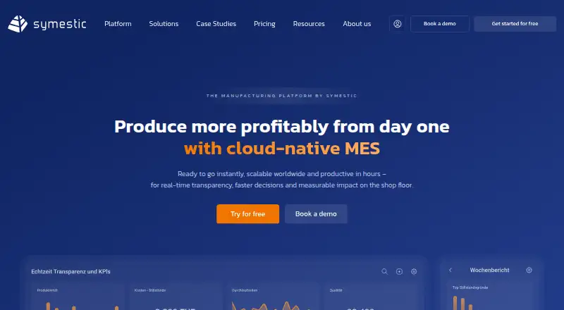 The SYMESTIC OEE Software homepage