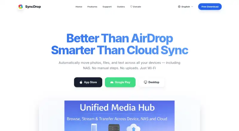 SyncDrop's website