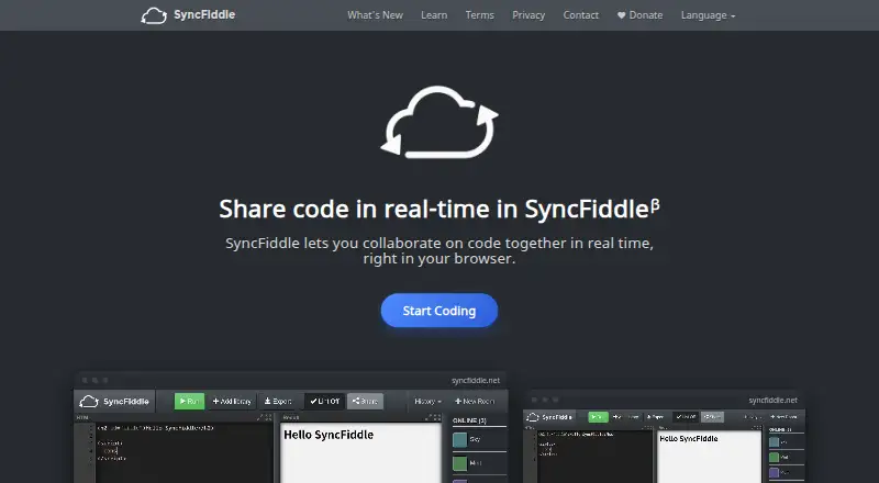 The SyncFiddle homepage
