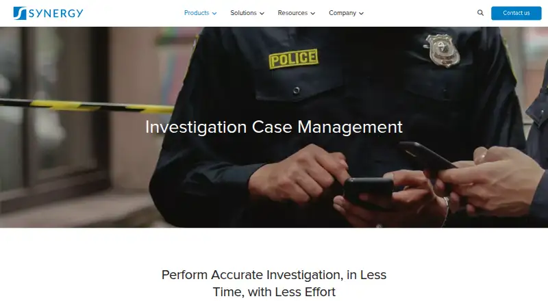 The Synergy Investigation Case Management homepage