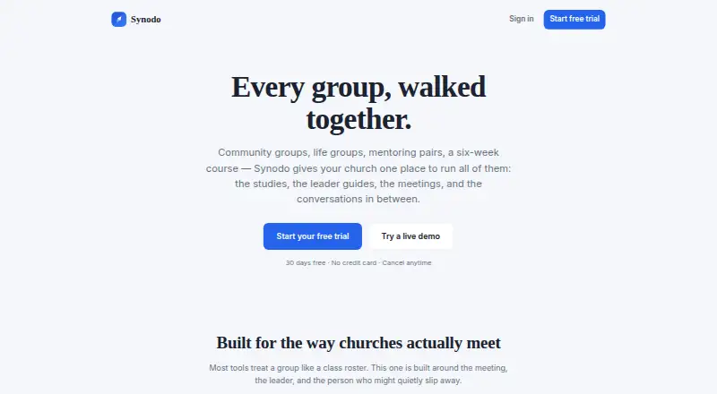 Synodo's website