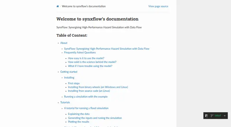 The SynxFlow homepage