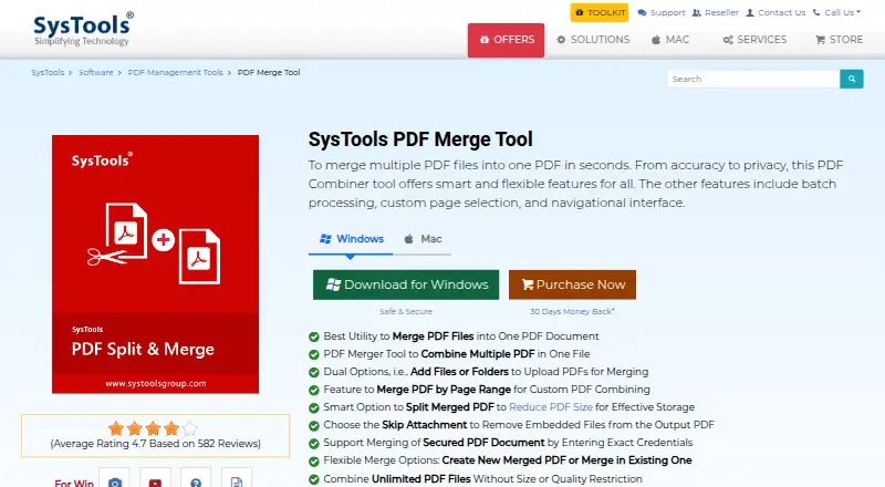 SysTools PDF Merge Tool's website