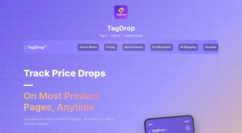 TagDrop's website
