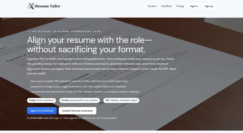 TailoredResume's website