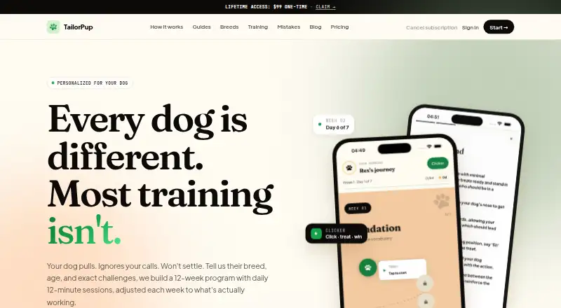 TailorPup's website