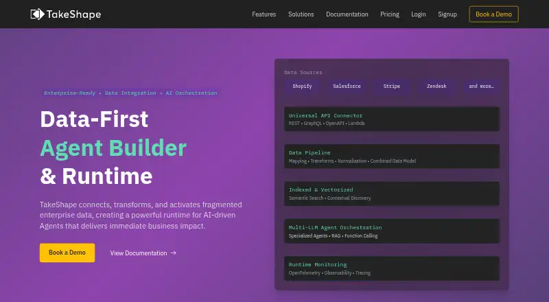 The TakeShape homepage