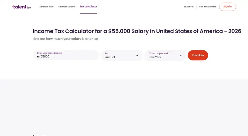Income Tax Calculator's website