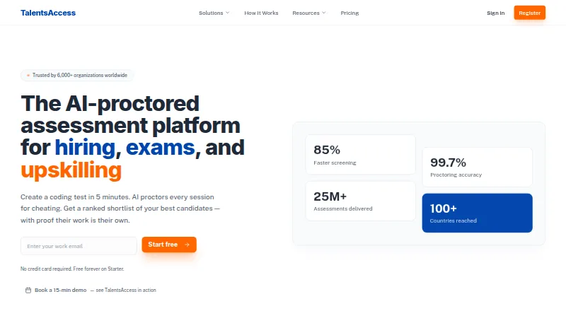 The TalentsAccess homepage