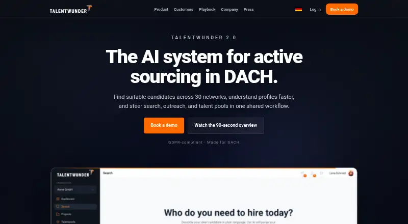 The Talentwunder 2.0 homepage