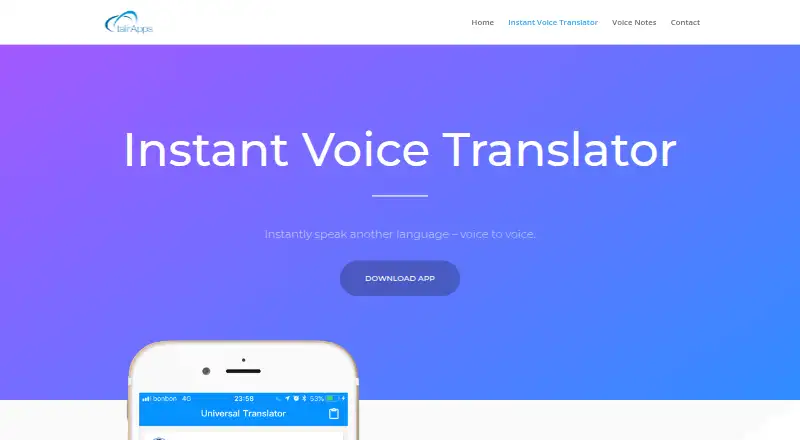 Instant Voice Translator's website