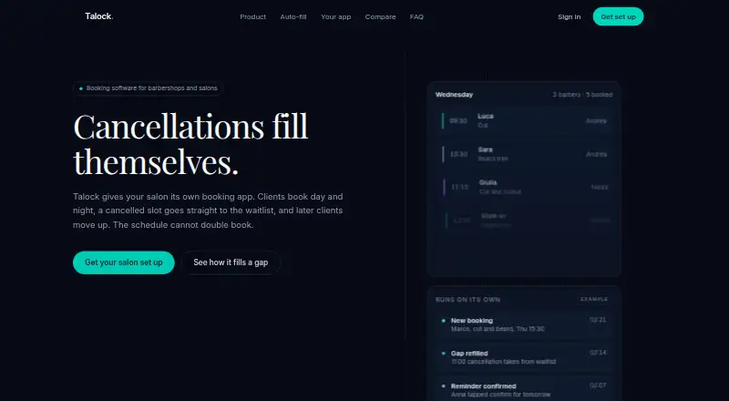 The Talock homepage
