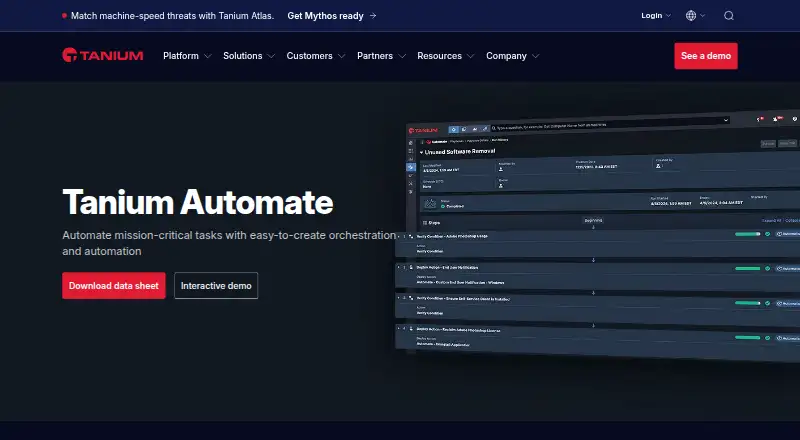 Tanium Automate's website
