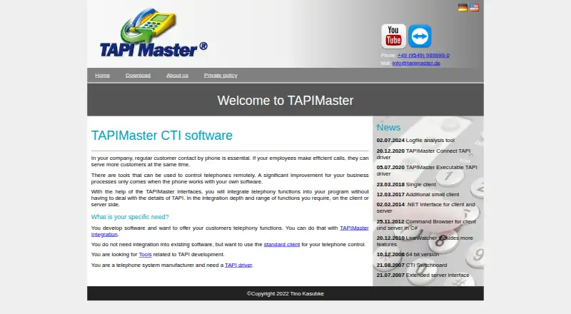 The TAPIMaster homepage