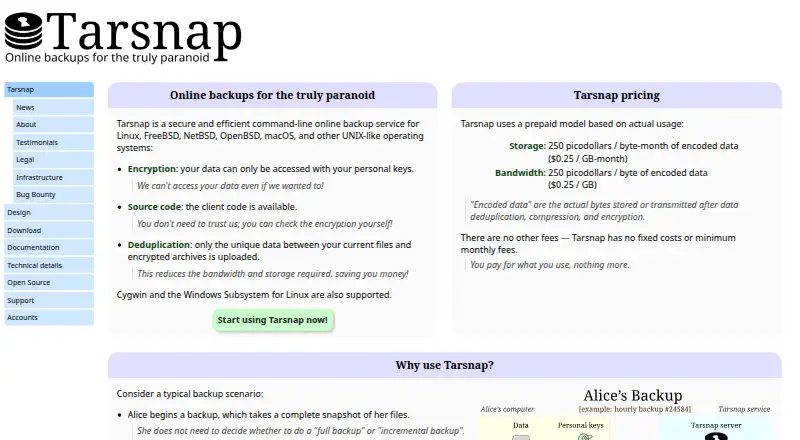 The Tarsnap homepage