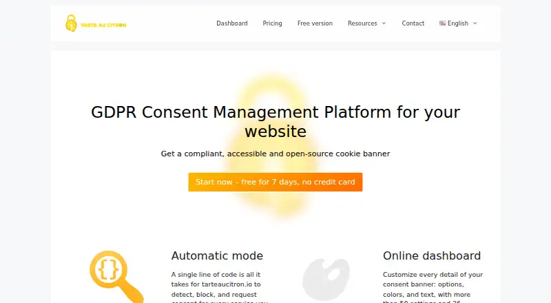 The tarteaucitron.io homepage