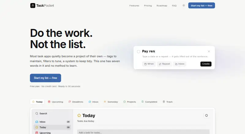 TaskPocket's website