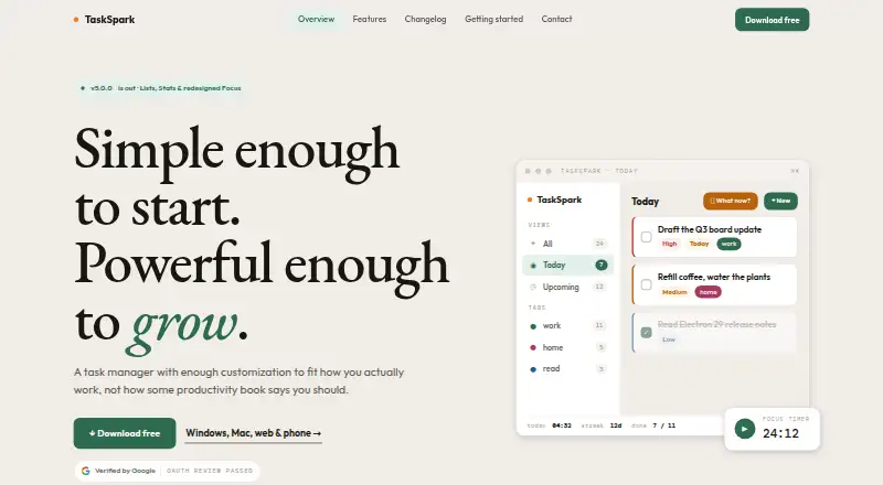 TaskSpark's website