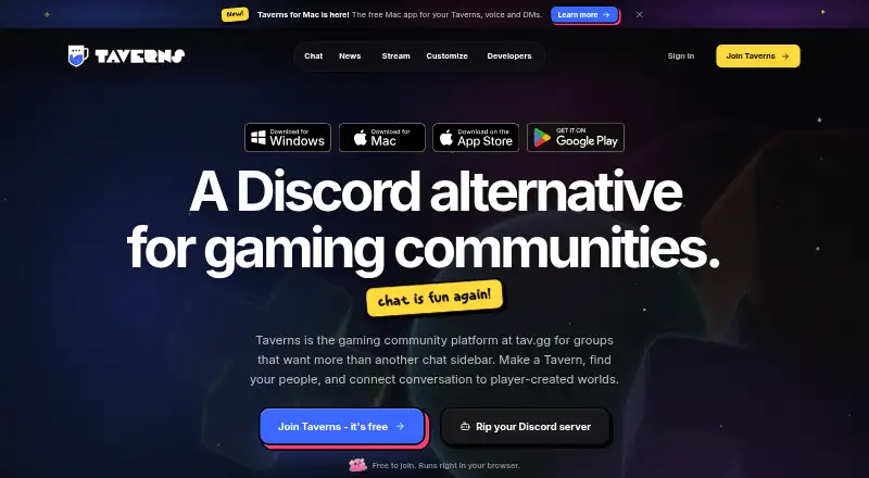 Taverns's website