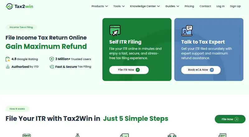 The Tax2win homepage