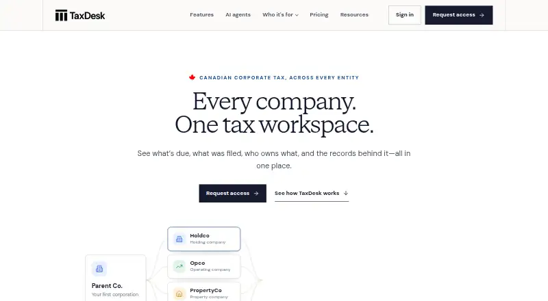 TaxDesk's website