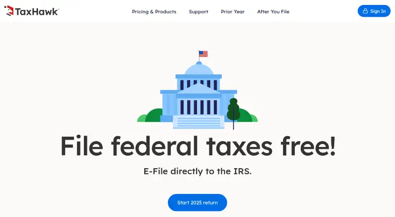 The TaxHawk homepage