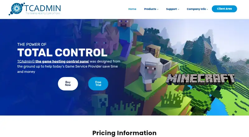 TCAdmin's website