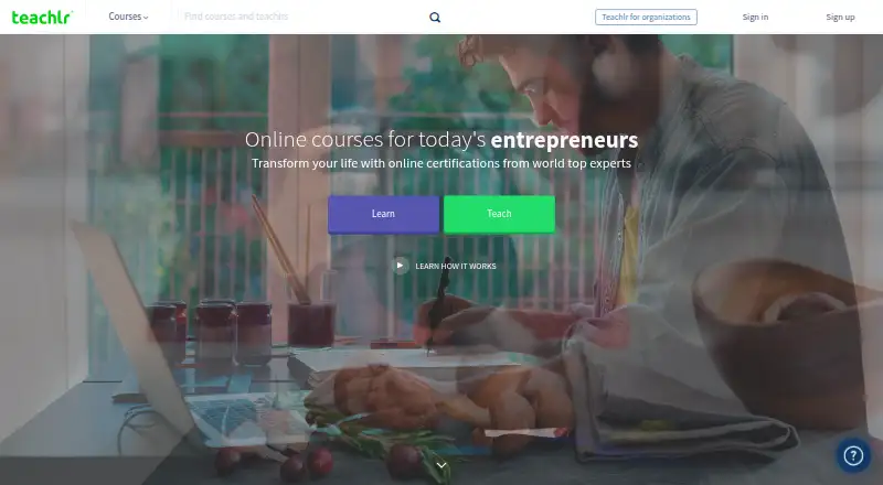 The Teachlr homepage