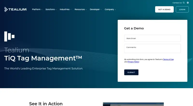 Tealium iQ Tag Management's website