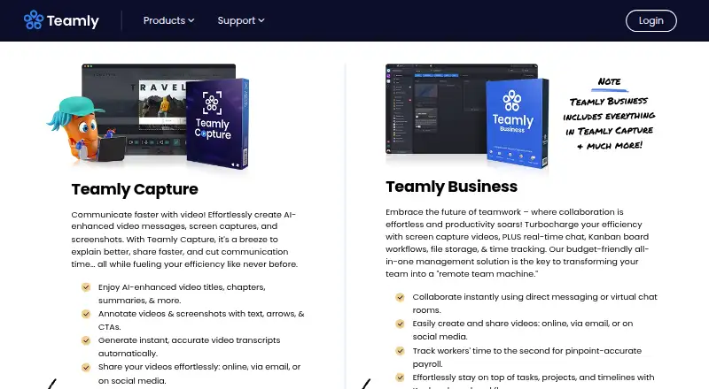 The Teamly homepage