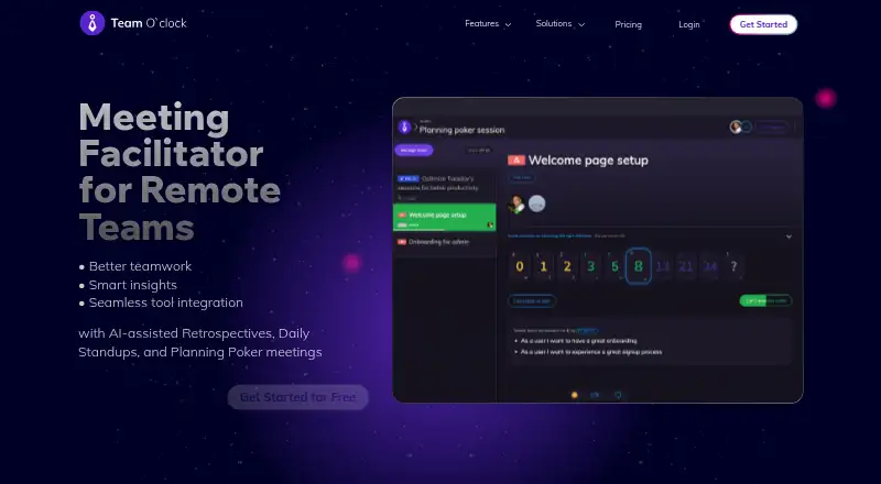 The Team O'clock homepage