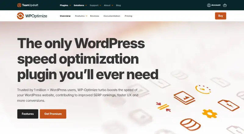 The WP-Optimize homepage