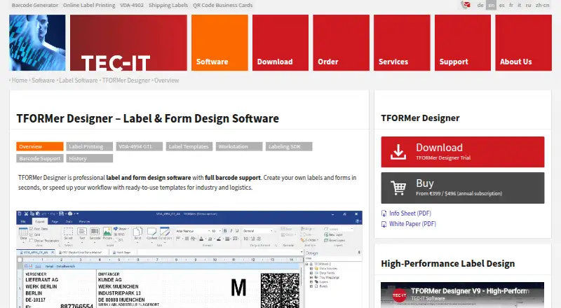 The TFORMer Designer homepage