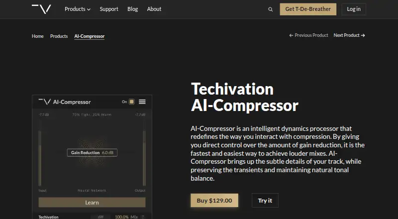 The Techivation AI-Compressor homepage