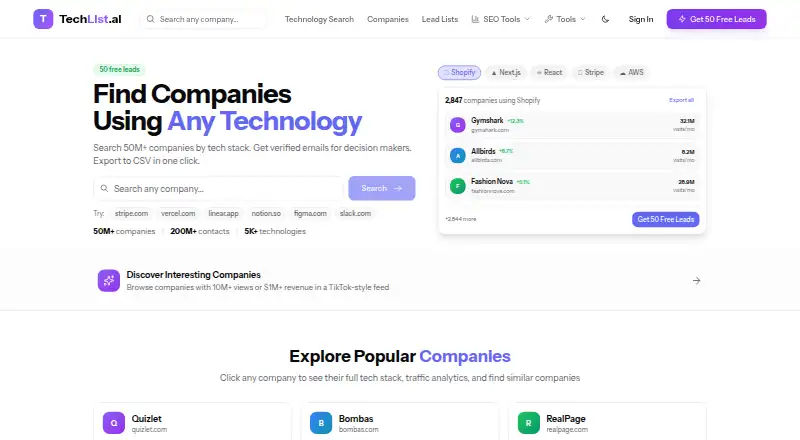 TechList.ai's website
